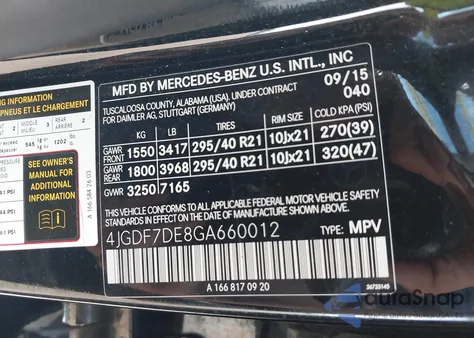 2016 Mercedes-Benz Gl 550 4Matic из США, поврежденный, VIN 4JGDF7DE8GA660012